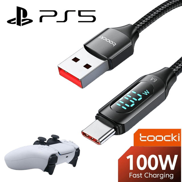 PS5 Controller 2 Meter Charging Cable USB-A to USB-C