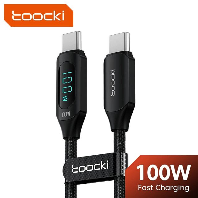 USB-C to USB-C Smart Charge &amp; Data 100W 6A 2 Meter Black Cable with Display