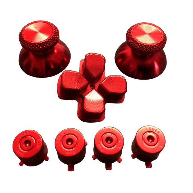 PS5 Controller Aluminium Metal Joystick Buttons D-Pad &amp; Caps Red